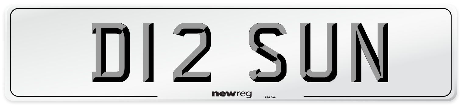 D12 SUN Number Plate from New Reg